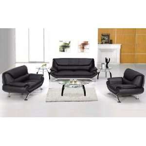  7040 Black Leather Sofa American Eagle Leather Living Room 
