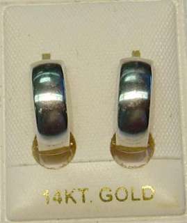 14k White Gold Huggy REVERSIBLE D/C Earrings Free Ship  