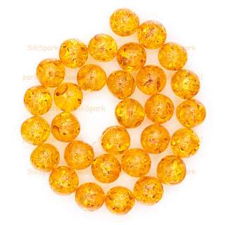 14mm Orange Yellow Baltic Amber Round Gemstone Bead  