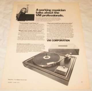 VM Proffesional 1555 Stereo Turntable PRINT AD 1971  