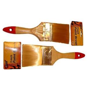  Set of Two 3 Inch Paint Quality Brush (76.2mm) Wood Handle 