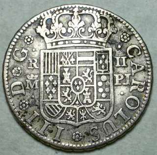 EXCELLENT 1770 SPANISH COLONIAL AMERICA CROSS STYLE 2 REALES!  