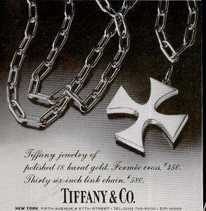 1971 TIFFANY CO JEWELRY 18K GOLD FORMEE CROSS PRINT AD  
