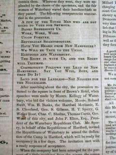 1860 newspaper REPUBLICAN PARTY Wide Awakes w Headlines ELECTION of 