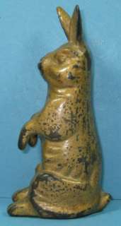 1908 BEGGING RABBIT OLD CAST IRON TOY BANK GUARANTEED AUTHENTIC & OLD 