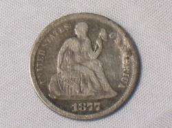 1877 SEATED LIBERTY DIME   US SILVER COIN  