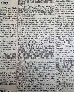 PARTITION OF INDIA Pakistan Independence 1947 Newspaper  