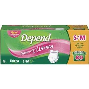 Depend Underwear for Women, Extra Absorbency, Small/Medium, Case/80 (4 