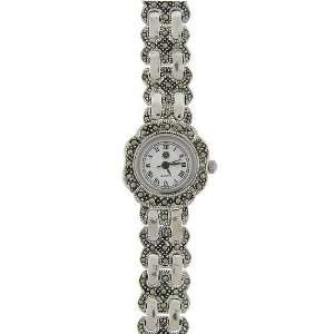  Sterling Silver Marcasite Ribbon Weave Watch Jewelry