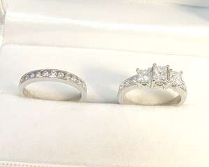 19K White Gold 21 Diamond 1.24TDW Engagement Ring Set   GIA Appraised 
