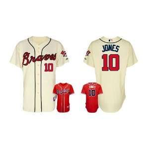 Atlanta Braves Authentic MLB Jerseys #10 Chipper Jones Cream Cool Base 