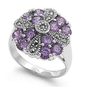  Sterling Silver Antique Inspired Marcasite Ring for Women 