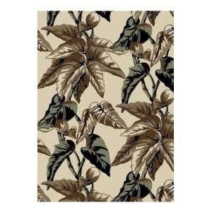 Concord Global Rugs Harvard Collection Leafs Ivory Rectangle 53 x 7 