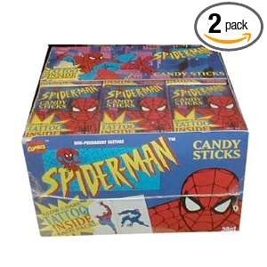 World Confections Spiderman Candy Sticks with Tattoo, 30 Count (Pack 