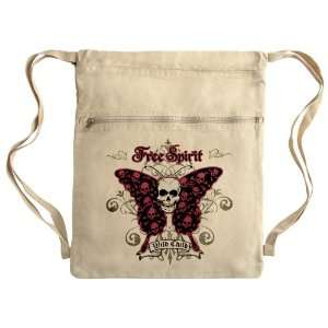  Messenger Bag Sack Pack Khaki Butterfly Skull Free Spirit 
