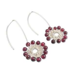 Garnet flower earrings, Camellia Jewelry