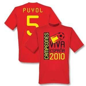 2010 Spain World Cup Winners Tee   Red + Puyol 5:  Sports 