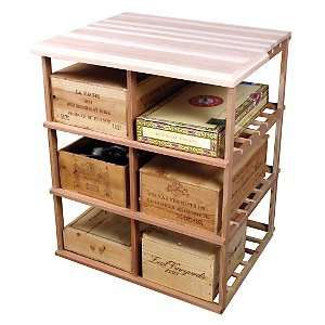   Wine Rack Kit   Double Deep Wood Case w/Table Top: Home & Kitchen