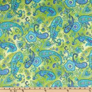  43 Wide Woodstock Paisley Blue/Green Fabric By The Yard 