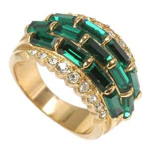  Emerald Small Dome Ring in Gold Plating: Jewelry