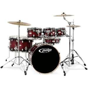 Pacific Drums by DW X7 Maple Red To Black Sparkle Brst