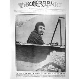  1909 PORTRAIT BLERIOT FLYING BRITISH CHANNEL AEROPLANE 