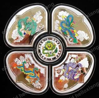 Exquisite 2012 China Zodiac Dragon Flower Shape Colored Silver Coins 