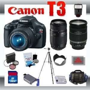 T3 EOS 1100D 12.2MP Digital Camera with and Canon 18 200mm and Tamron 