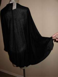 NWT Eileen Fisher Drapery Tencel Silk Black Draped Cardigan Sweater 2X 