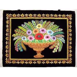   Embroidery Floral Jewel Carpet Rug Wall Hanging: Home & Kitchen