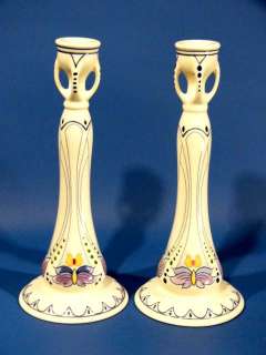 b625 Wonderful 9½ Art Nouveau GOUDA CANDLE STICK Amata  