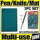 Pen Knife Cutting Board Mat +10 Blades Exacto Hobby Craft Tools 