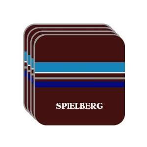 Personal Name Gift   SPIELBERG Set of 4 Mini Mousepad Coasters (blue 