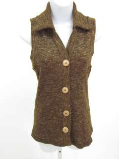 DESIGNER Brown Sleeveless Button Up Sweater Vest Sz 2  