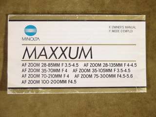 SONY MINOLTA MAXXUM AF 28 135MM ZOOM LENS 1:4 & CAMERA 7000 SLR DSLR 