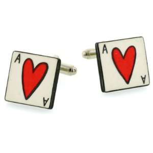  Handmade ceramic Ace of Hearts cufflinks with presentation 