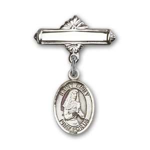 Sterling Silver Baby Badge with St. Emily de Vialar Charm and Polished 