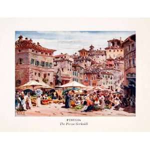   Italy Town Center Cityscape William Collins   Original Color Print