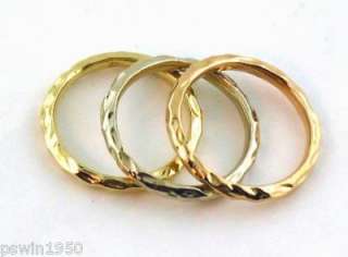 Note Different band sizes and individual 14K and 18k solid gold color 