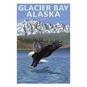  Glacier Bay, Alaska, Eagle Fishing Premium Giclee Poster 