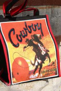 Wild West Cowboy Tote bag Black denim Western purse  