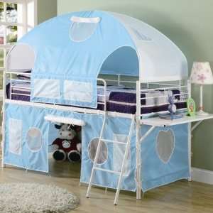  Muldoon Twin Loft Bed with Tent in Blue: Home & Kitchen