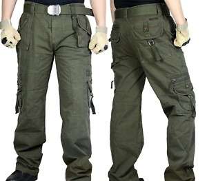 CS Mens Military Army Green Casual Cargo Pants MP07 W31  