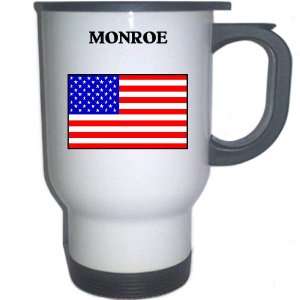  US Flag   Monroe, Louisiana (LA) White Stainless Steel Mug 