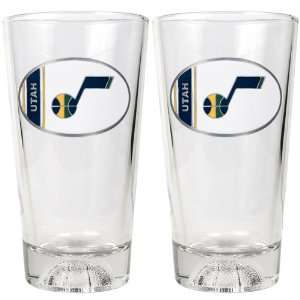  Utah Jazz 2pc Pint Ale Glass Set with Basketball Bottom 