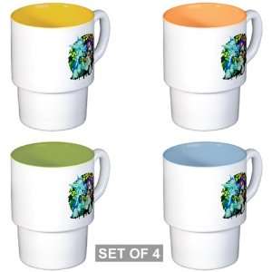  Stackable Coffee Mugs (4) Mushroom Garden Fairy and Gnome 