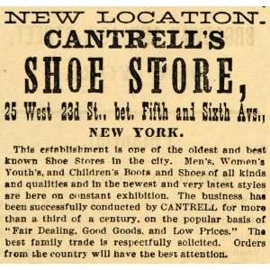  1882 Ad Cantrells Shoe Store Fashion New York   Original 