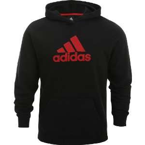  adidas Brand Logo Hoodie Mens   Black/Red Large: Sports 