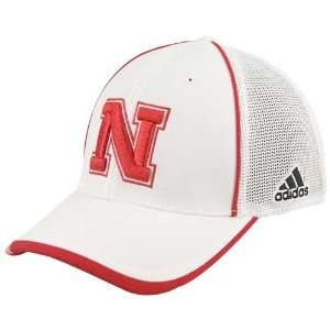  adidas Nebraska Cornhuskers Coaches White Mesh Stretch Hat 