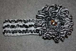 NEW!!  Crochet Headband with Animal Print Daisy Flower  